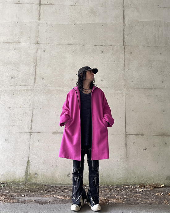 USED  90's EURO YESSICA Vivid pink melton wool zip coat